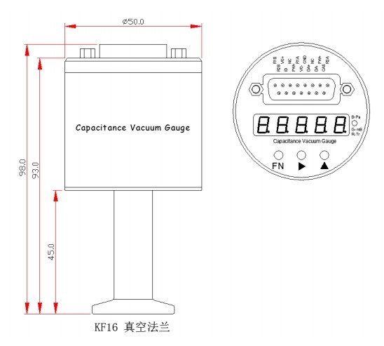 CFG500系列薄膜电容真空规尺寸