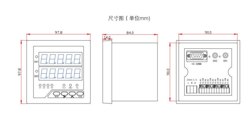CX-PRN160皮拉尼数显复合真空计尺寸